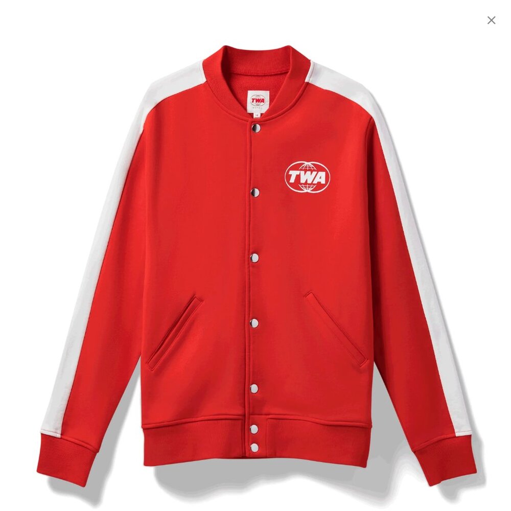 TWA Tracksuit Jacket in Red and White, Size M